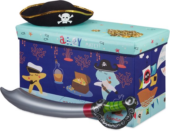 speelgoedkist - 50 liter - opbergmand - speelgoedmand kinderkamer - blauw