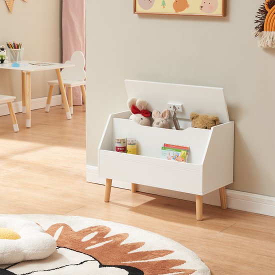 Speelgoedkist Aavanrar opbergkist wit en naturel 60x30x43 cm [en.casa]