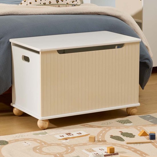 Speelgoedkist met Deksel Elina Wit - Beige