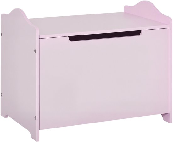 Speelgoedkist - opbergkist - 60 l x 40 b x 48 h cm - MDF - met pneumatische cilinder - roze - MDF