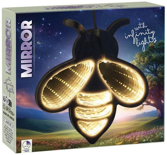 Spiegel Figuren Infinity Led lamp libelle met spiegelend licht effect. van Merkloos