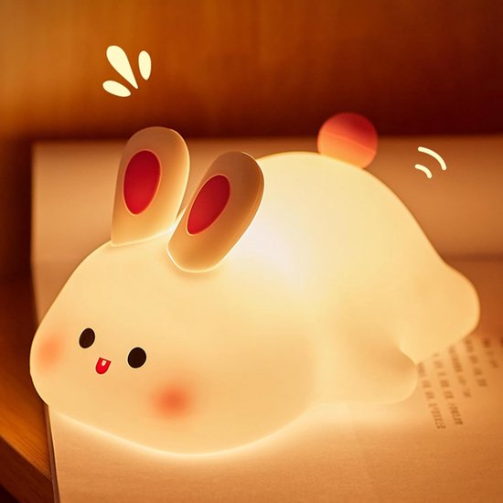 Squishy Konijnen Nachtlampje - Schattige LED Konijn Lamp - Dimbare Oplaadbare Nachlicht - Voor Babykamer en Studentenkamer - Aanraakbediening van Merkloos