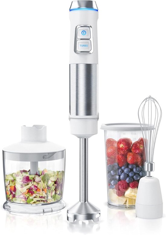 Staafmixer Set - Handmixer - Blender Set - Pureerstaf - Hakmolen - Keukenmachine - RVS - 3 in 1 - Mixer Accessoire - Soepen - Smoothies - Babyvoeding van MOA