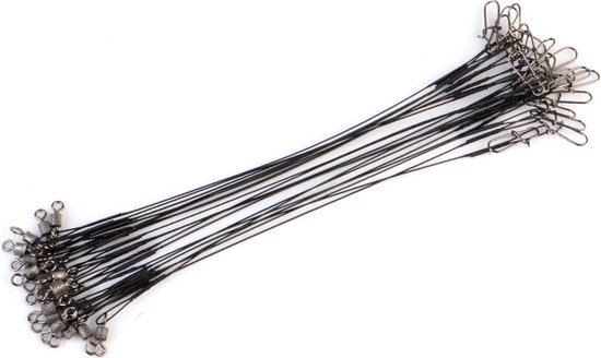 Stalen onderlijn - 10 stuks - 25cm lang - 14kg - 0,5mm - Zwart - Roofvissen van Suxxes