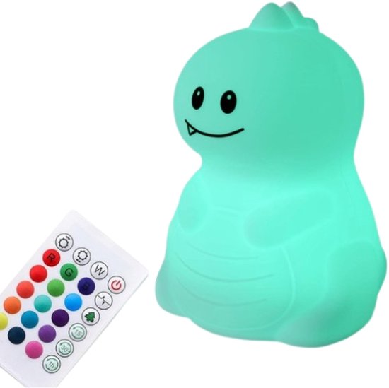 StayPowered Dino-Nachtlamp - Magische Sfeer voor Kinderkamers - 16 Instelbare Kleuren - Timerfunctie - Tot 15 Uur Batterijduur - Veilige BPA-vrije Siliconen - Dimbaar met Afstandsbediening - Aanraaksensor - Levering Sneller dan Aangegeven! van StayPowered