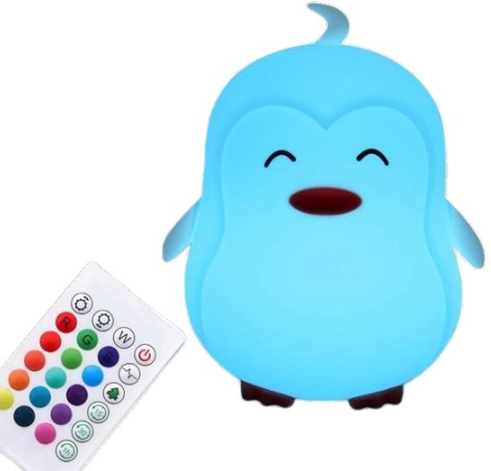 StayPowered Pinguïn-Nachtlamp - Magische Sfeer voor Kinderkamers - 16 Instelbare Kleuren - Timerfunctie - Tot 15 Uur Batterijduur - Veilige BPA-vrije Siliconen - Dimbaar met Afstandsbediening - Aanraaksensor - Levering Sneller dan Aangegeven! van StayPowered