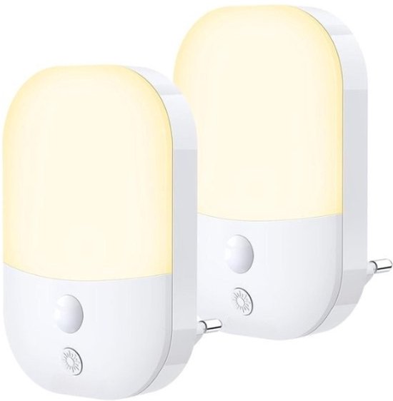 StayPowered Stopcontact Nachtlamp - 2 Stuks - Energiezuinige Nachtlampjes met Schemeringssensor en Instelbare Helderheid - Zeer Lage Stroomverbruik - Enorm Lange Levensduur - Ideaal voor Kinderkamers, Garages - Wit - Levering Sneller dan Aangegeven! van Merkloos
