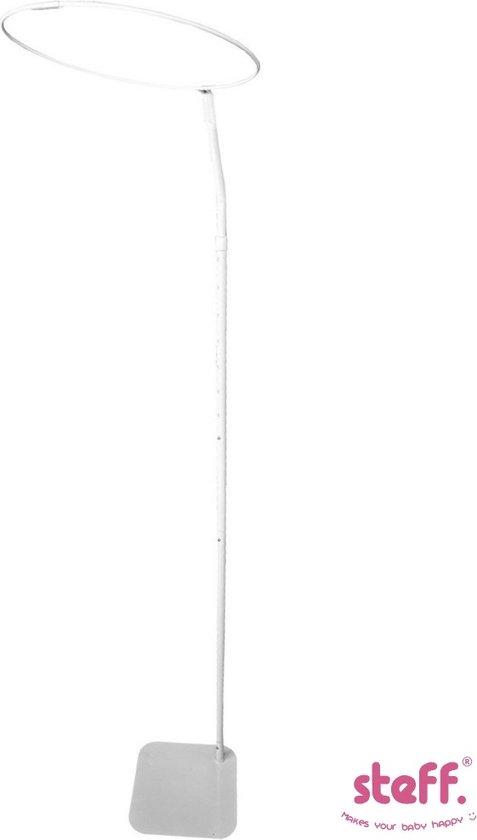 Stefano fashion - Piekstok - Hemelstaaf - Verstelbare hoogte - 150 cm tot 185 cm - vierkante voet - Wit - universele maat voor ronde sluier