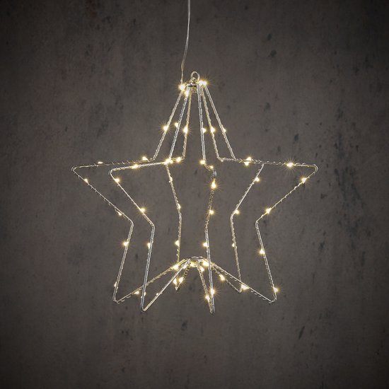 Ster Hangend 60 LEDs Warm Wit 30x30 cm Zilver van Merkloos