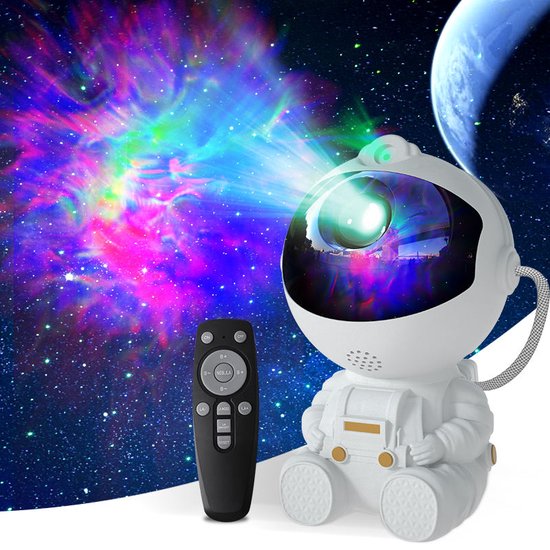 Ster nachtlampje- Projector - astronaut-babykamer - LED-nachtlampje- sterrenhemel -15 verlichtingscombinaties-dimbaar-Met afstandsbediening-Oplaadbaar van Merkloos