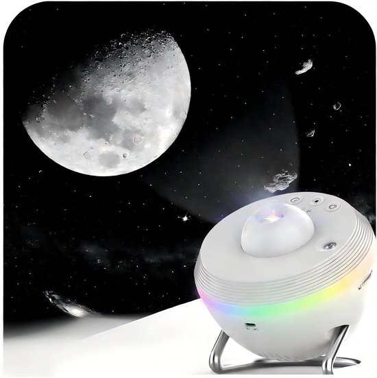 Sterprojector Nachtlampje - Galaxy Lamp Sterrenhemel - Slaapkamer Decoratie - 13 Verwisselbare Thema's - 360 Graden Rotatie - Wit