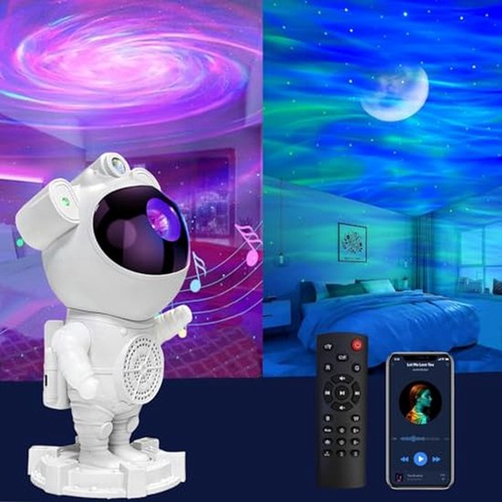 Sterren Projector - Nachtlampje Melkweg - Kamer Decoratie - 2-in-1 Galaxy Effect - 14 Kleuren - Wit