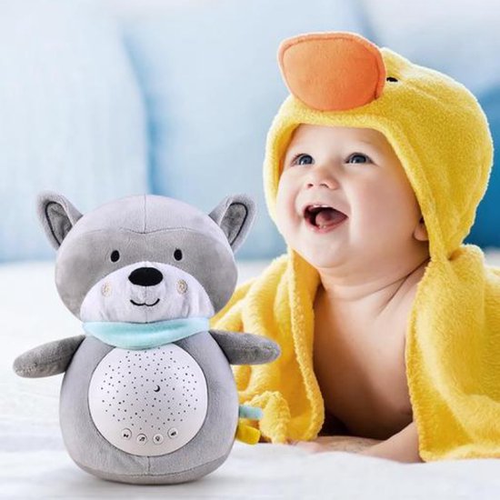 Sterren Projector voor Baby - White Noise Knuffel - Sterrenhemel Projector - Babyprojector - Nachtlamp Wasbeer voor Kinderen - White Noise Machine - Slaaptrainer met Nachtlampje - Witte Ruis - Kraamcadeau - Babyshower cadeau - Geboorte Cadeau van Merkloos
