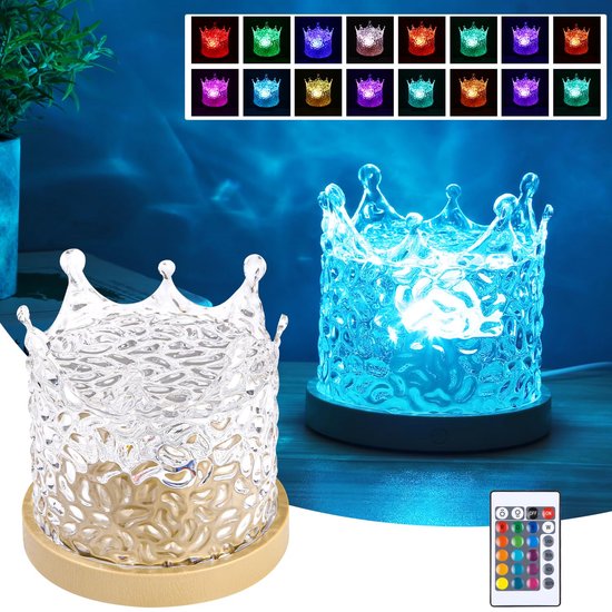 Sterrenhemel Projector 16 Kleuren - Kroon Vormige Aurora Lamp met Afstandsbediening - 3D Galaxy Sterren Projector met Watergolf Effect - Slaapkamer Verlichting voor Kinderkamer en Slaapkamer - RGB LED Nachtlamp met 30 Lichtmodi van Merkloos