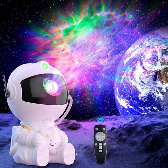 Sterrenhemel projector astronaut, Galaxy LED-projector kinderen met 8 modi & 360° rotatie, sterrenprojector/planetarium nachtlampje, afstandsbediening & timer, cadeau voor kinderen en volwassenen van Merkloos