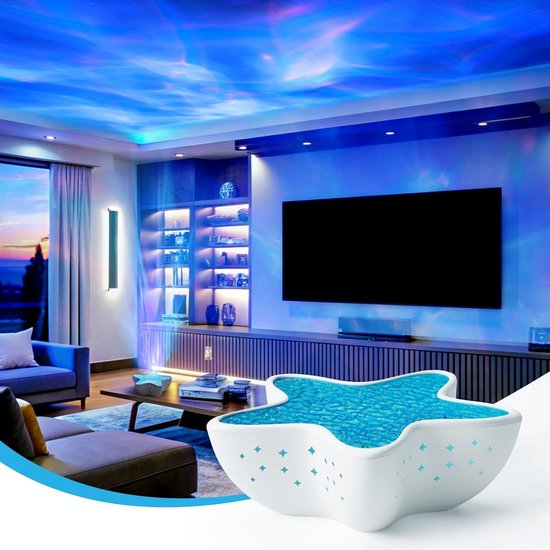 Sterrenhemel Projector - Nachtlamp Aurora - Sfeerverlichting Creëren - 7 Kleurmodi - 1200 mAh Batterij - Blauw