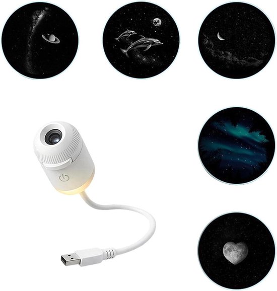 Sterrenhemel Projector - Nachtlampje Galaxy - Ontspannende Sfeer Creëren - Instelbare Helderheid - Compact - Lamp-touch 5 Slides A