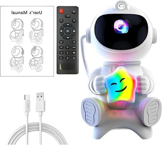 Sterrenhemel Projector - Nachtlampje - Kamer Decoratie - Met Bluetooth Speaker - 17.5 cm Hoog - Wit van Merkloos