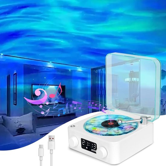 Sterrenhemel projector, vinyl speler, Galaxy projector met bluetooth-luidspreker, witte ruis, timer, sterrennachtlampje voor volwassenen, slaapkamer, cadeau, feest