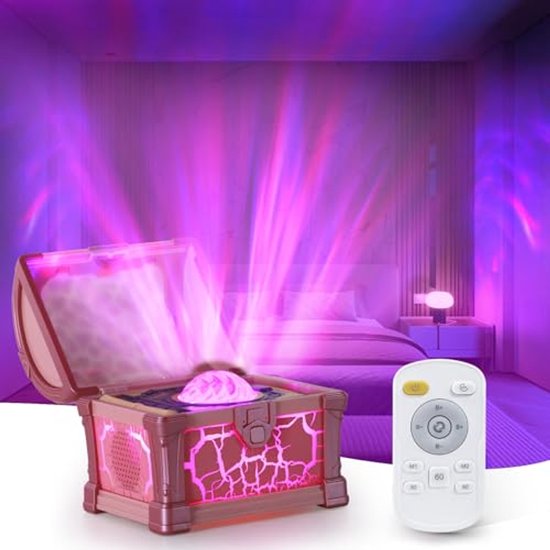 Sterrenhemelprojector – Creatieve Schatkist Galaxy LED Aurora-lamp met 8 lichtstanden & afstandsbediening – Noorderlichtprojector voor kamerdecoratie (volwassenen & kinderen) – Blauw van Merkloos