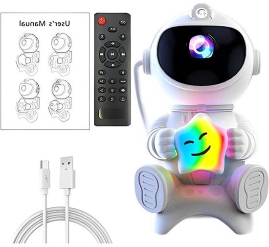 Sterrenhemelprojector - Nachtlampje - Kamerd decoratie - Met Bluetooth-speaker - 17.5 cm hoog - Wit
