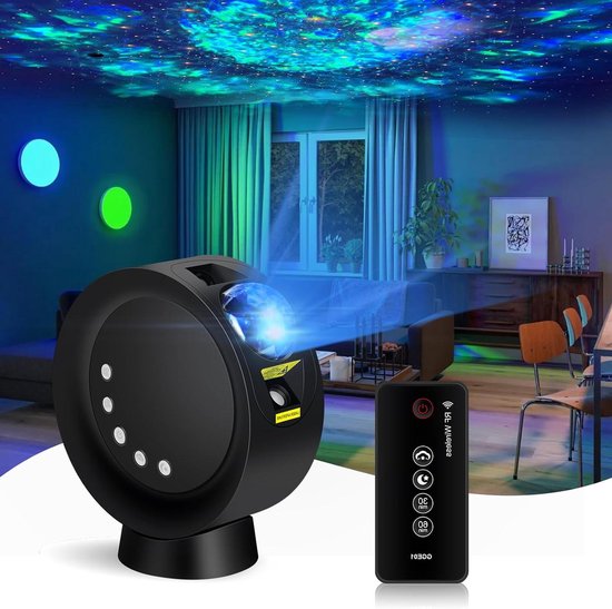 Sterrenprojector - Nachtlampje plafond - Romantische sfeer creëren - Draaibare projector - 2000 mAh batterij - Zwart van Merkloos