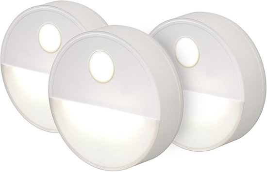 Stick-On nachtlampje LED bewegingssensor, Stick-Overal, Sluitingslicht, Wandlamp Geschikt voor slaapkamer, Badkamer, Keuken, Gang, Trappen, Lage energie, Compact, Slaap vriendelijke Batterij Power van Lumin'Eco