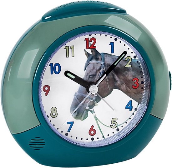 Stille Kinderwekker met Paarden - Analoge Wekker met Licht en Verstelbaar Alarm