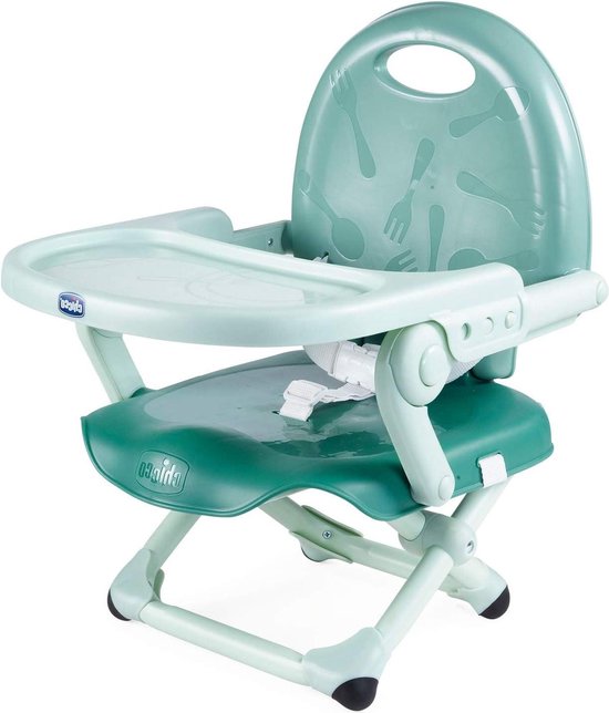 Stoelverhoger Pocket Snack - Verstelbare Kinderstoel - 3 Hoogtes - Lichtgewicht en Compact - Afneembaar Blad - Sage van Chicco