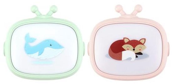 Stopcontact Nachtlampje voor Kinderen met Walvis en Vos Motief - 2 Stukken LED-Muurlamp met Schemersensor voor Trap, Hal, Toilet en Zolder van Merkloos