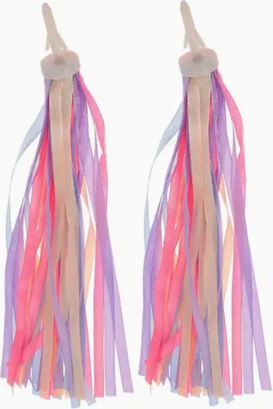 Stuurslingers - Stuurversiering Fiets -Kinderfiets versiering - Handvat Streamers - Paars roze blauw - 2 Stuks van Merkloos