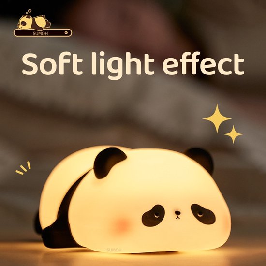 SUMOH® Panda Nachtlampje – Siliconen Nachtlampje Kind – Baby Nachtlampje LED – Oplaadbaar – Touch – Timer – Dimbaar – Kinderkamer Lampje - Cadeau voor verjaardag, kraamcadeau, kerstcadeau of babyshower van Merkloos