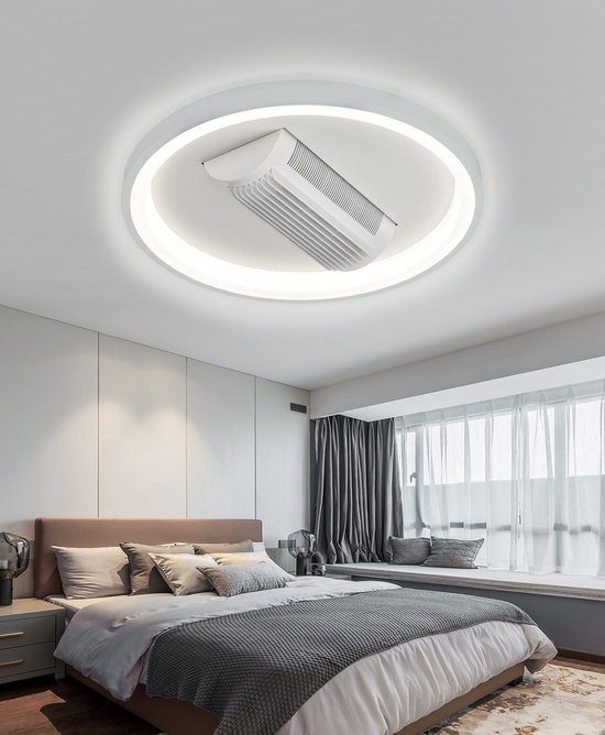 SUMOH® Plafondventilator beweegbaar met lamp licht LED 120 graden brede luchtinlaat – Intelligente App Modern en Veilig Trending afstandsbediening – plafondlamp – Multifunctioneel – Dimbaar – woonkamer slaapkamer volwassenen en Kinderen - WIT