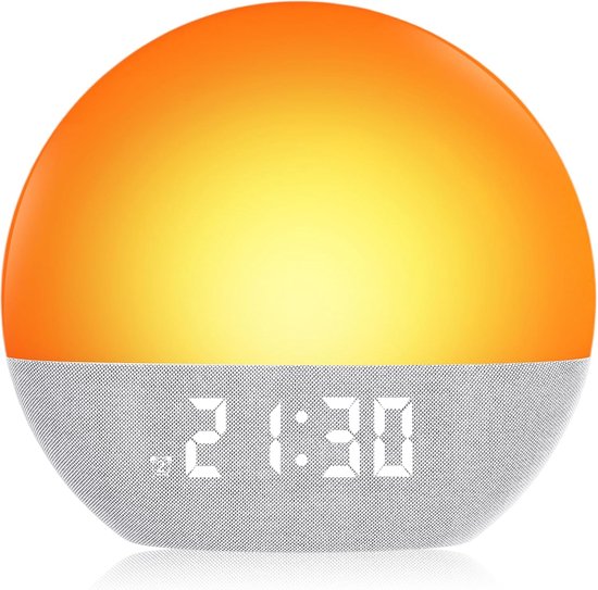 Sunrise Wekker - Geluidsmachine Slaap - Rustig Wakker Worden - Natuurlijke Zonsopgang Simulatie - 15.2 x 7.6 cm - Wit