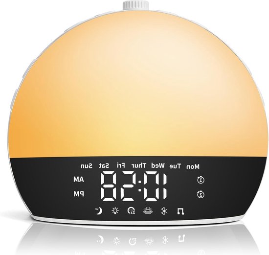 Sunrise Wekker - Wekker met Licht Wake Up Light - Rustig Wakker Worden - Natuurlijke Zonsopgang Simulatie