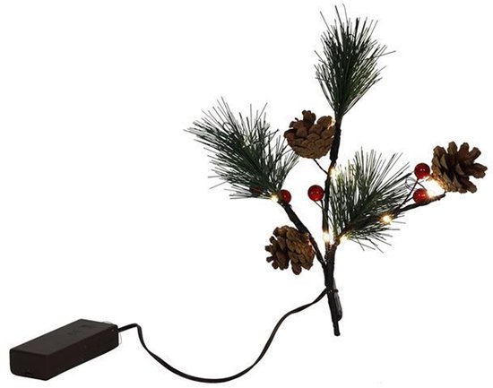 Svenska Living kunsttak kerstdecoratie met LED verlichting 20cm rood. van Merkloos