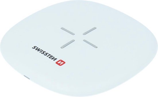 Swissten Draadloze QI Oplader - Wireless Charger - Snel Draadloos Opladen - 10W - Wit van Swissten