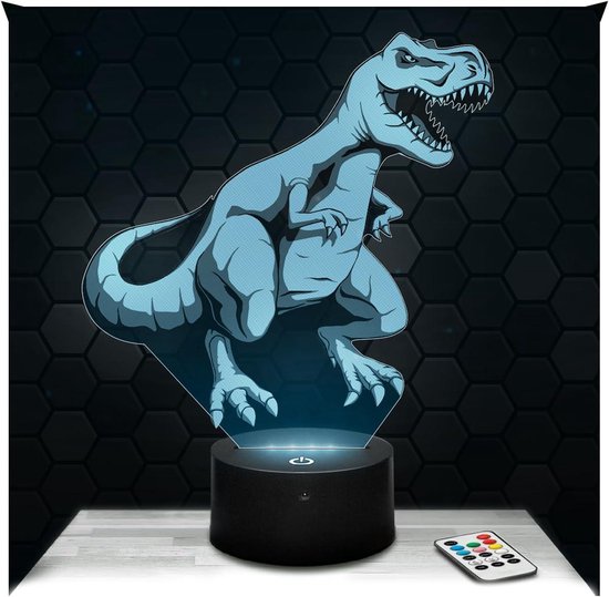 T-Rex Tyrannosaurus nachtlampje voor kinderen, dinosaurus, decoratie voor de kinderkamer, cadeau-idee voor Kerstmis, jongens, 4, 5, 6, 7, 8, 9, 10 jaar oud. Dinosaurus bedlampje T-Rex Tyrannosaurus