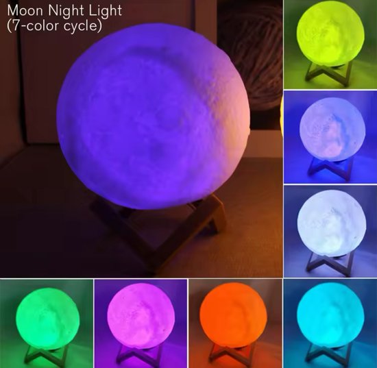 TDO Maanlamp Nachtlicht – 7-kleuren Cyclus van Merkloos
