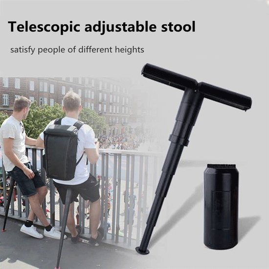 TDR-Compacte zitkruk - Gebruik in de trein, op festivals, in de rij - Licht, verlicht pijn - Gebruik op elk oppervlak - 100 kg draagvermogen - Opgevouwen als blikje - Zwart van TDR