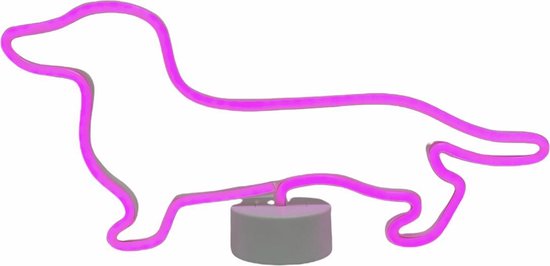 Teckel led neon lamp hond (Kleur Roze) van T