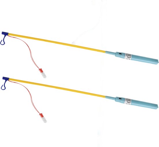 Tender Toys Lampionstokje - 2x - blauw - met LED lichtje - 50 cm - Sint Maarten lopen - Lampionnentocht