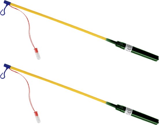 Tender Toys Lampionstokje - 2x - groen - met LED lichtje - 50 cm - Sint Maarten lopen - Lampionnentocht
