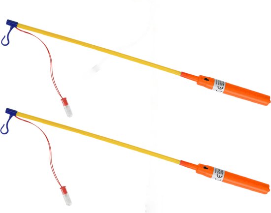 Tender Toys Lampionstokje - 2x - oranje - met LED lichtje - 50 cm - Sint Maarten lopen - Lampionnentocht
