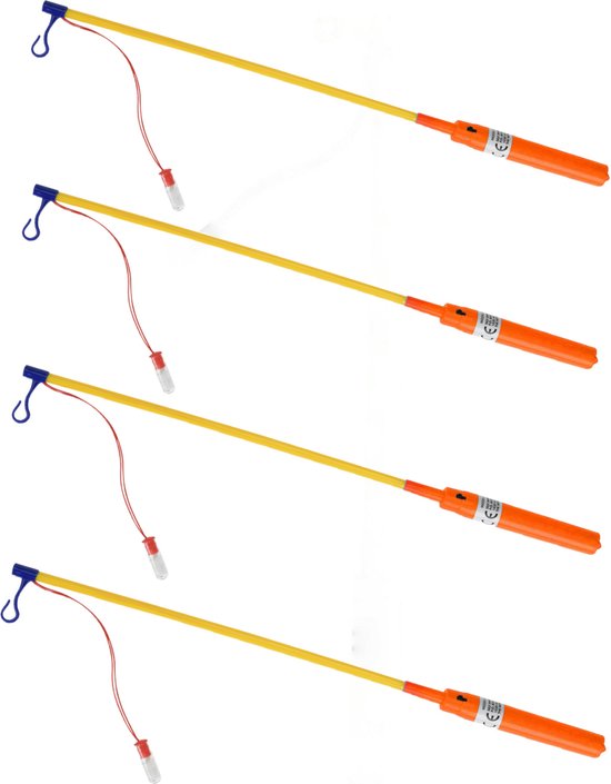 Tender Toys Lampionstokje - 4x - oranje - met LED lichtje - 50 cm - Sint Maarten lopen - Lampionnentocht