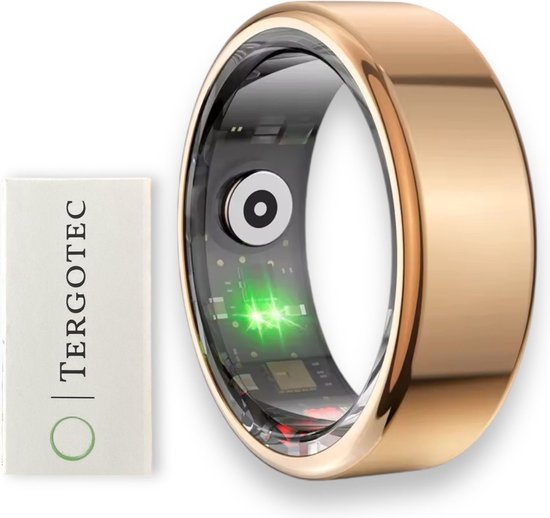 Tergotec® Smart Ring R70 24/7 / Goud / Ringmaat 10 / Slaap Tracking / Hartslag, Activiteit & Temperatuur Monitoring, Slaap, Beweging & Herstel van Tergotec