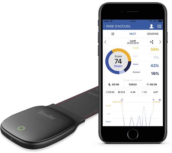 Terraillon - RestOn - Smart slaapmonitor - USB oplaadbaar - Meet o.a. hartritme, slaaptijd van Terraillon