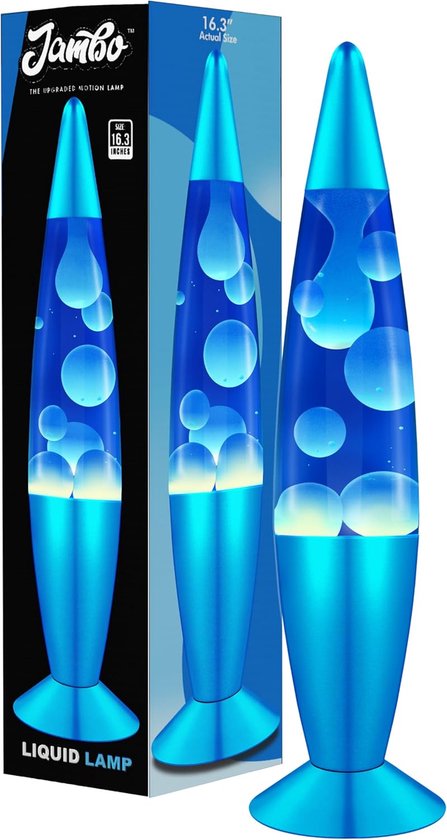 Thijox - 16" Vloeibare Lamp Blauw met Witte en Blauwe Was, Ontspannend Nachtlampje en Decoratieve Lamp voor Woonkamer, Slaapkamer, Kantoor en Kinderen