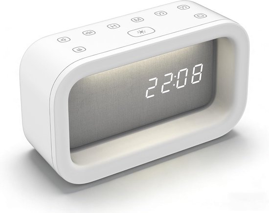 Thijox - Gemmac Wekker met Witte Ruis Machine voor Diepe Slaap, USB Oplaadbare Klok met 16 Instellingen en 3 Kleuren voor Slaapkamer en Kantoor, Draag