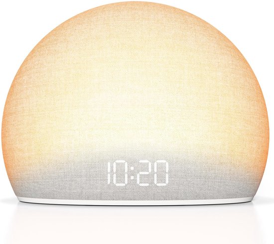 Thijox - Sunrise Wekker met White Noise Geluidmachine | Natuurlijke Wake-Up Light met Dimbaar Display, 20 Rustgevende Geluiden voor een Ontspannen Sta